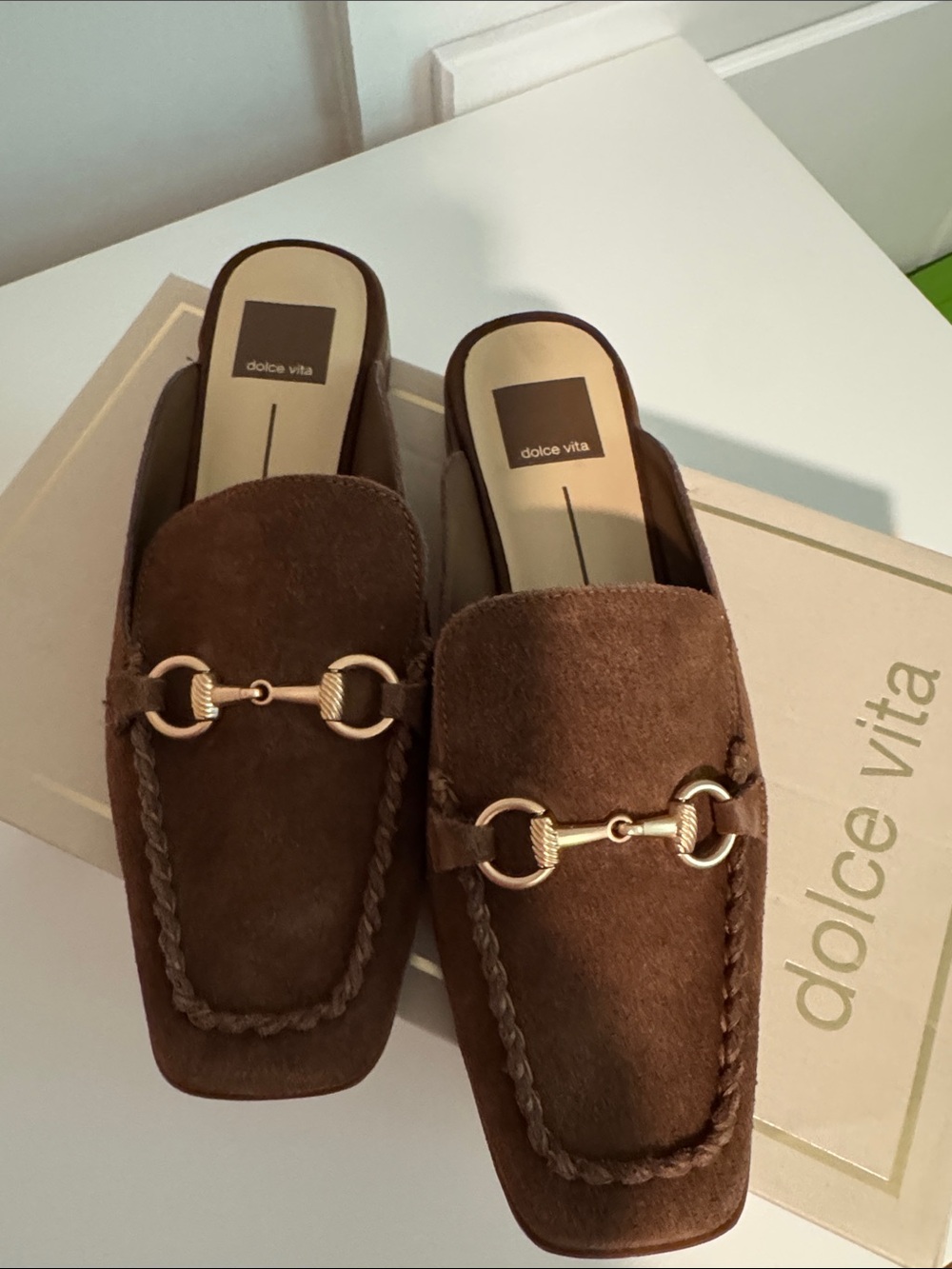 Dolce Vita Brown Suede Horsebit Mule Slides
